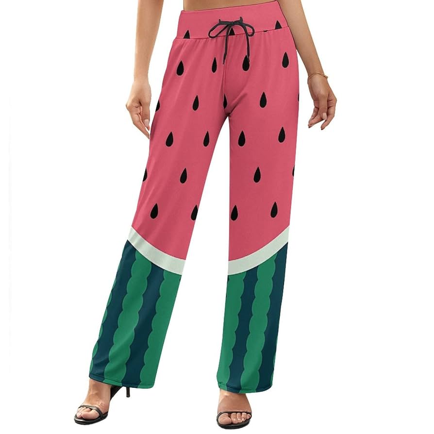 Amazon.co.jp: ワイドパンツ スイカ柄 ワイドレッグパンツ